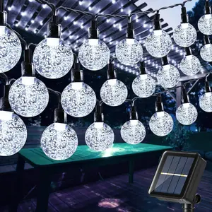 Solar String Lights Outdoor, 40ft 100 LED Globe String Light with 8 Mode, Waterproof Crystall Ball Lights Solar Patio Lights for Garden, Lawn, Patio, Gazebo, Yard, Outdoor Decor - Cool White