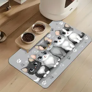 Adorable Cat Paw Print Design Rubber Pet Food Mat,Absorbent anti-slip and quick-drying soft carpet, multi-sized and easy-to-clean waterproof bowl mat, suitable for dogs and cats, stain-resistant, perfect for home use, ideal gift for pets