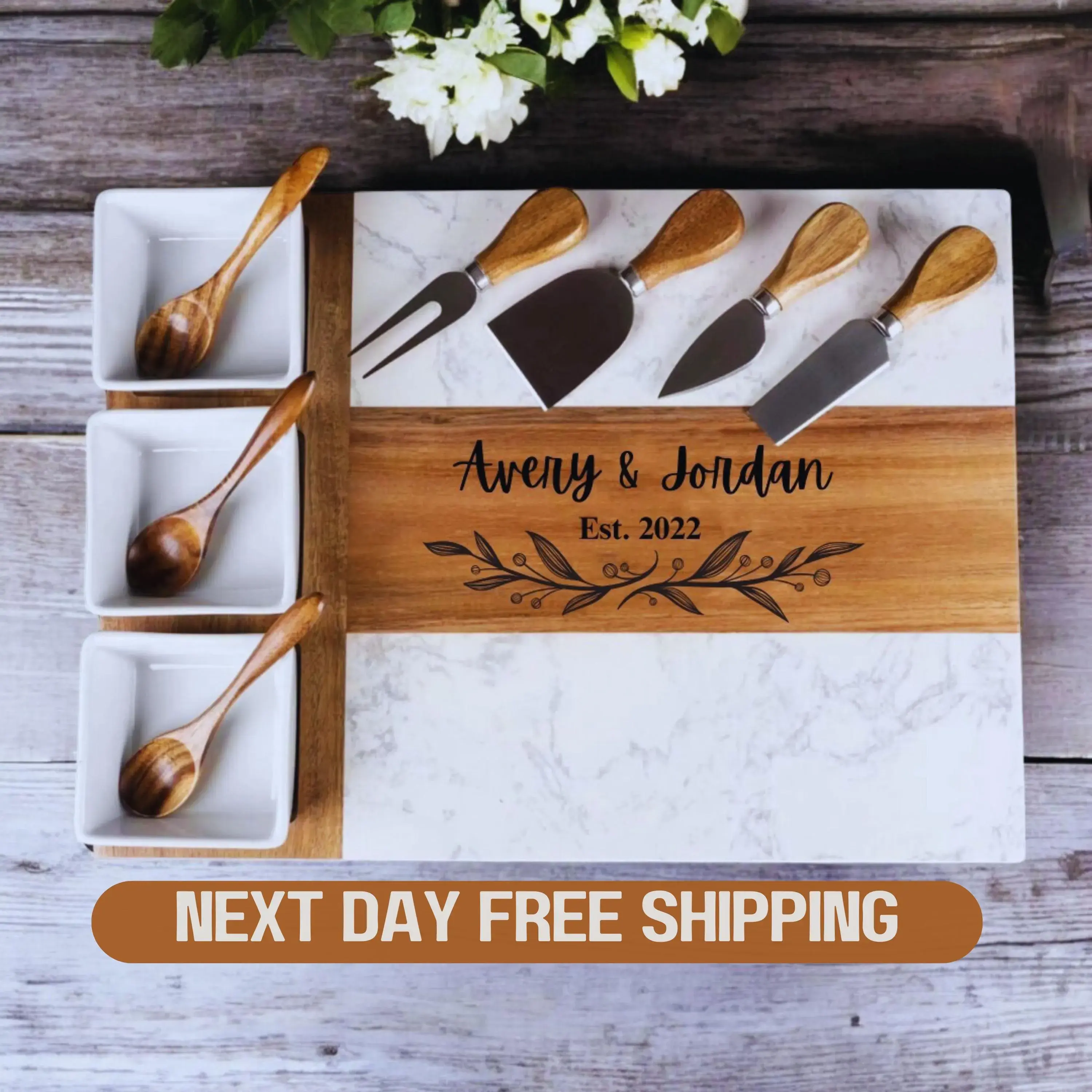 Charcuterie Board Set - 11 Pieces Premium Cheese Serving Platter & Wedding Gift, Housewarming, Engagement, Anniversary Gift, Realtor Gift