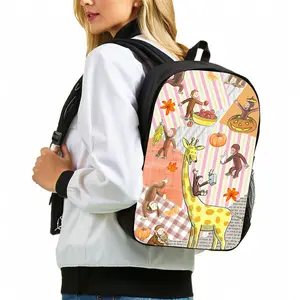 Christmas three-piece set featuring a lively little monkey theme, large-capacity Oxford cloth travel bag with laptop compartment, unisex school backpack, includes pencil case and crossbody bag, hand washable - suitable for daily commuting for both men and