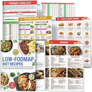 Laminated Low FODMAP Charts & Food Lists & Recipes Set for IBS Relief, Bloating, and Constipation - Comprehensive Guide for Beginners on Low FODMAP Diet Digestive Disorders Meal Plan