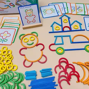 Creative stick intellectual development, fine motor skills, color cognition hands-on ability, kindergarten enlightenment training, interest training toys, early childhood education toys assembly building block DIY,