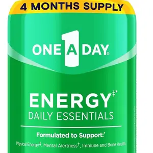 One A Day Energy Daily Essentials Multivitamin 120 Tablets with Vitamins A C D E Zinc & Caffeine for Mental Alertness and Immune Health Natural Supplement