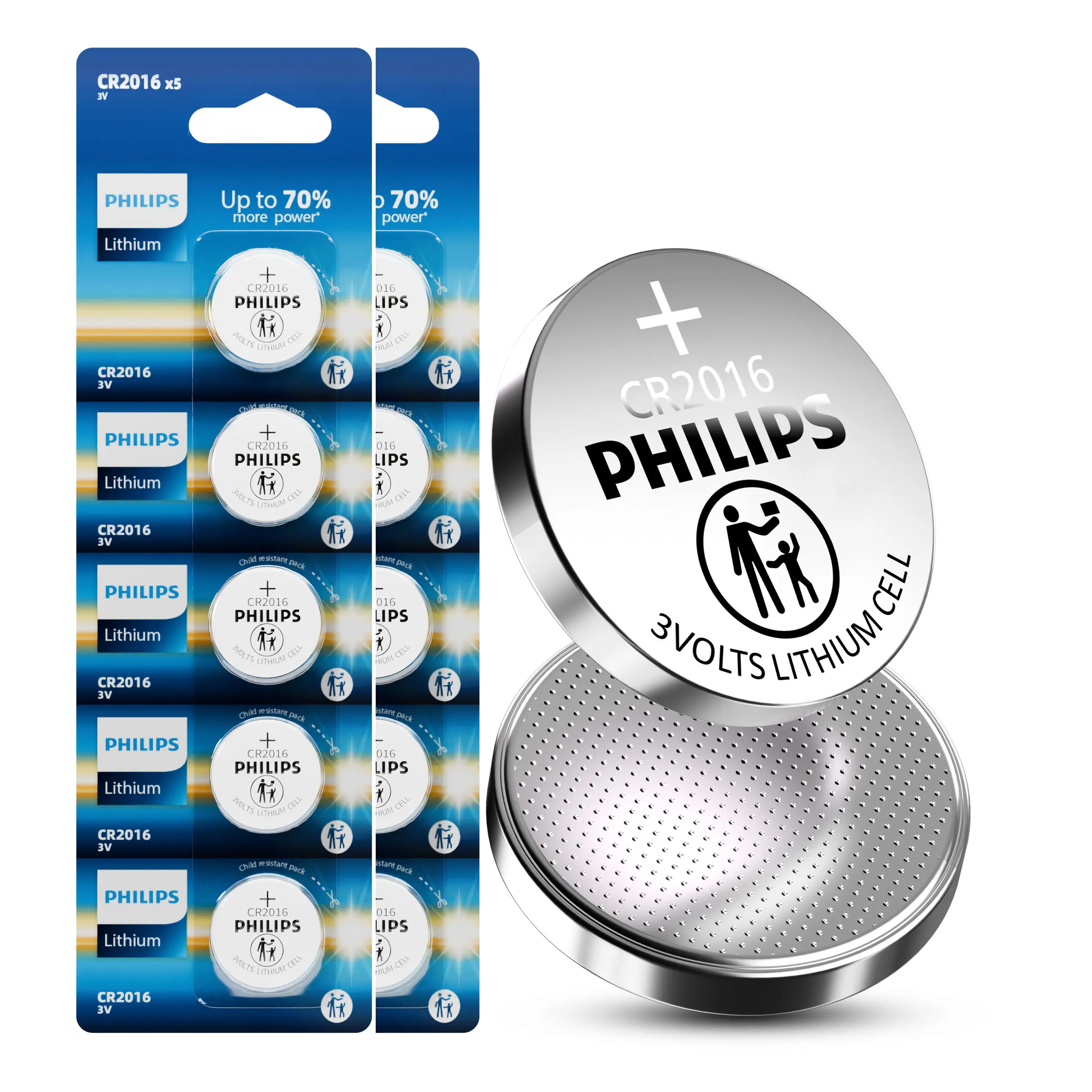 PHILIPS CR2016 3V Lithium Cell Battery 10 Pack, 10 Year Shelf Life | Long-lasting 12V lithium power for watches, calculators, medical devices, and other electronics.