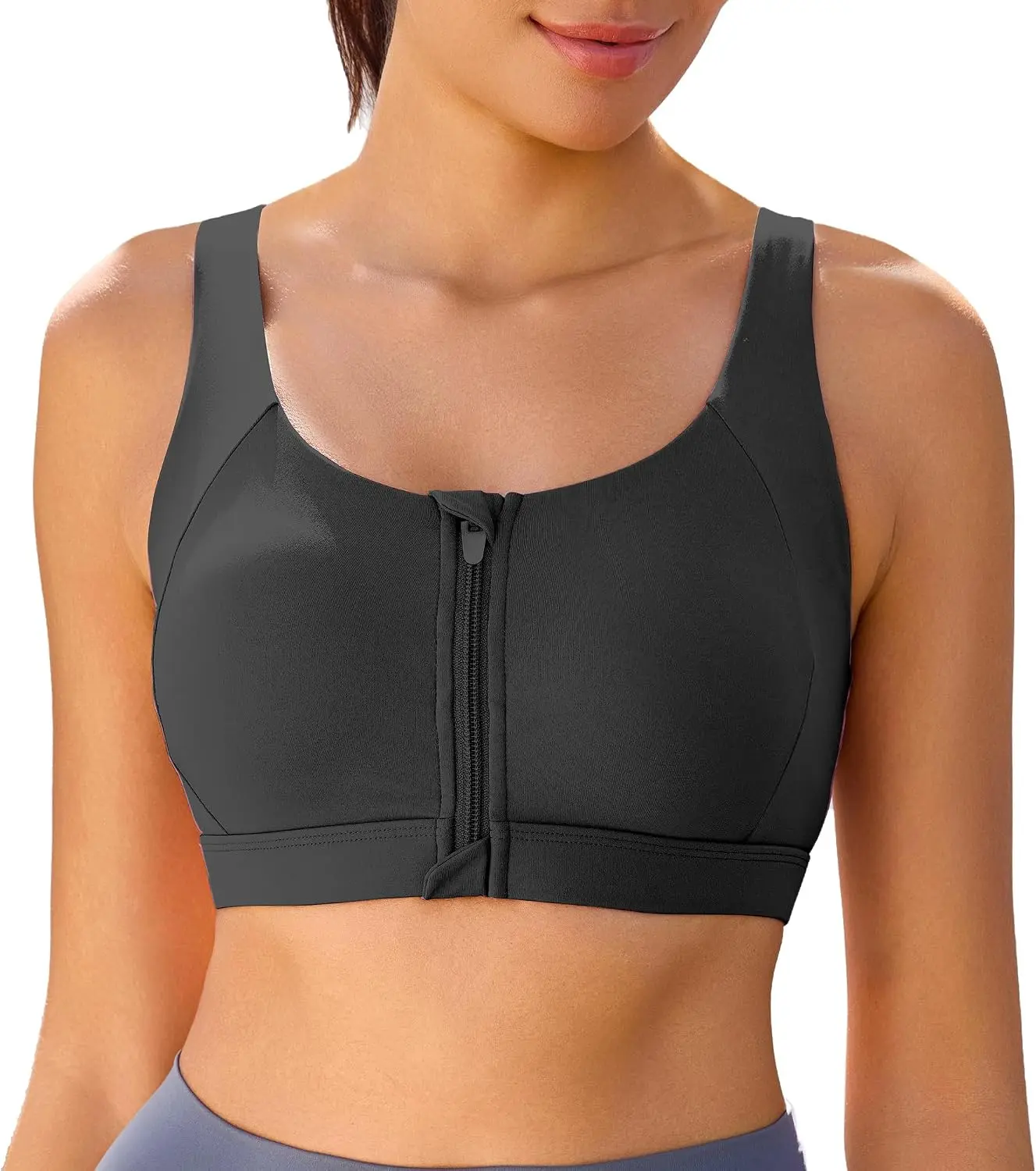 Front Zipper Sports Bras Adjustable High Impact Sports Bras U Back | High Support Sports Bras for Women,Molded Cup,Non-removable Pads,Moisture-Wicking Fabric for Running,Yoga & Gym Workouts