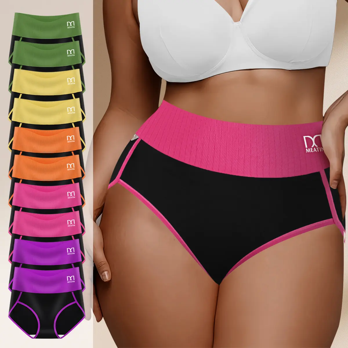QUASTI 10PCS High Waisted Cotton Briefs For Girls, High Elasticity Underwear Lifted Buttocks & Abdomen Skin Friendly & Breathable Underwear Fashionable & Versatile Back To School Gifts For Girls summerwins