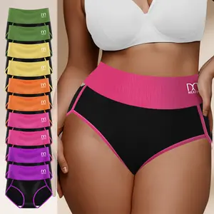 QUASTI 10PCS High Waisted Cotton Briefs For Girls, High Elasticity Underwear Lifted Buttocks & Abdomen Skin Friendly & Breathable Underwear Fashionable & Versatile Back To School Gifts For Girls summerwins