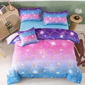 Pink  Comforter Set Full Size 6 count Bed in A Bag Colorful Rainbow Bedding Set for Teens Girls 3D Sparkly Glitter Ombre Bed Set with Comforter and Sheets (Pink , Full)