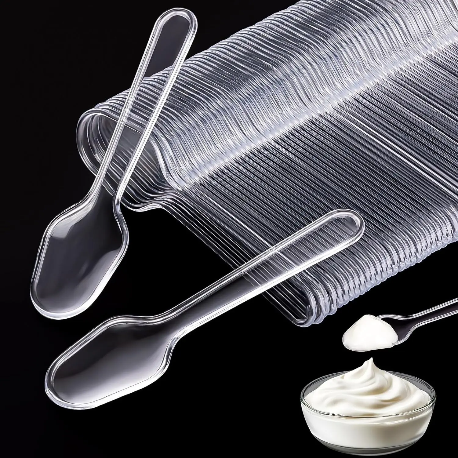 550 Pcs Disposable Mini Tasting Spoons | Small Sample Spoon, for Cake, Yogurt, Jello, Jam and Pudding, Clear