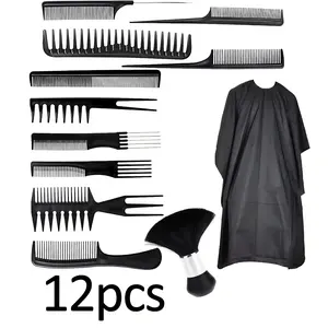 12-piece haircut set, haircut tool styling set, hairdressing comb, styling comb, plastic haircut comb, haircut sweeping brush, haircut apron, adult haircut, barber shop haircut cleaning tools