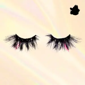 Kitty 25mm Hot Pink Wispy Magnetic Lash Strip Reusable 90+ Wears Eyelashes Makeup Colored Eyelash Extensions  | Perfect Halloween Lashes Colorful