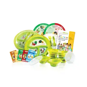 Precise Portions Kids Nutrition Learning System | Kids Portion Control Plate Set | Utensils, Bowl and Cups, Game Wheels, Quick Start Guide