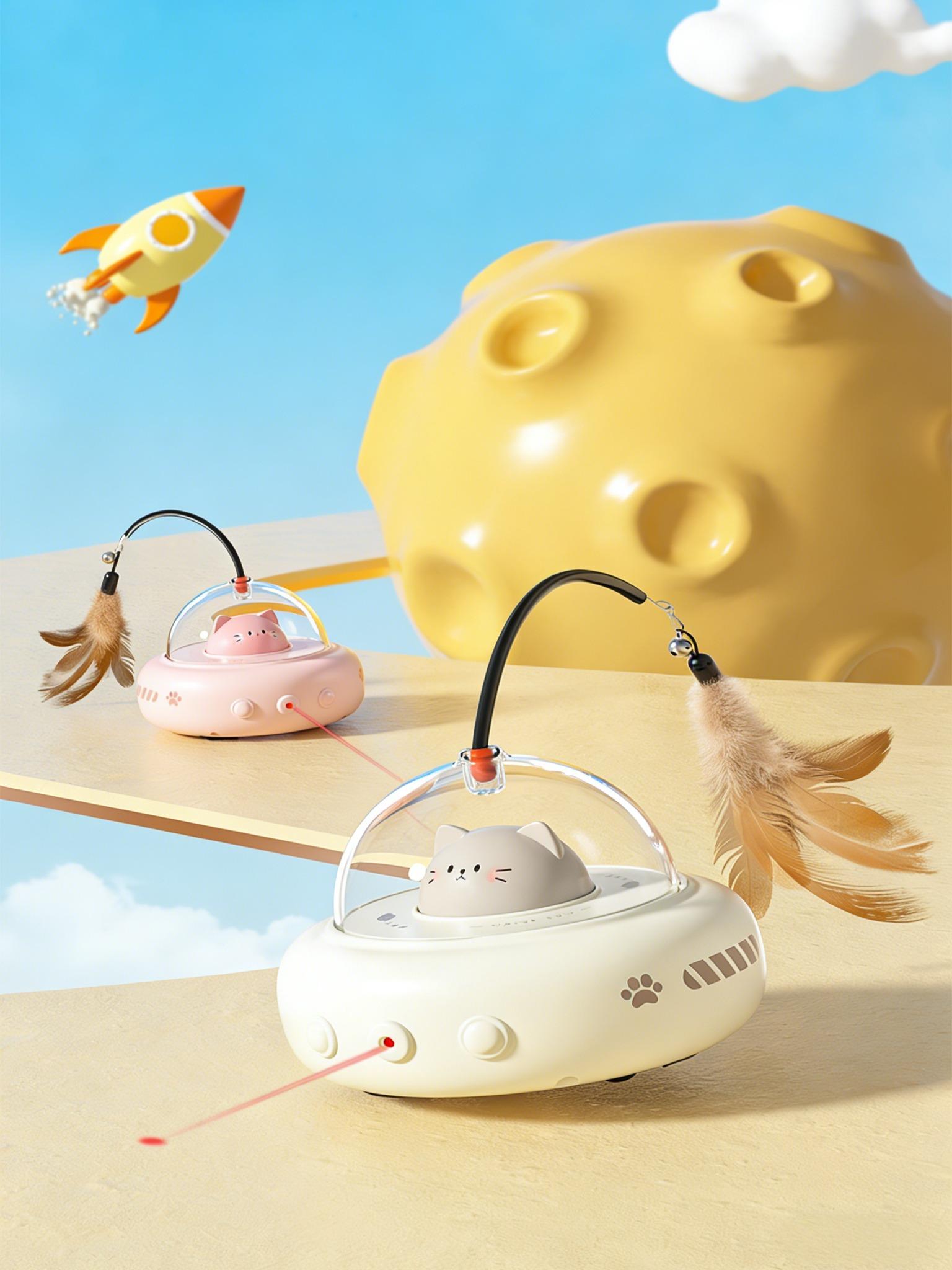 Automatic Obstacle Avoidance Cat Toy, 1 Piece USB Rechargeable Interactive Cat Toy, Automatic Rotating Silent Design Cat Teaser Toy, Automatic Rolling Ball, Pet Supplies