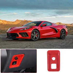 1-piece ABS Sport Red/Carbon Fiber Texture Car Electronic Parking Brake Switch Frame for 2020+ Corvette C8