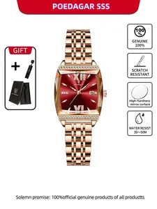 Poedagar Diamond Luxury Watch Women's High Quality Waterproof Date Women's Watch Quartz Stainless Steel Watch Women's Watch+Box Quartz Analog Watch Fashionable Stylish Watch