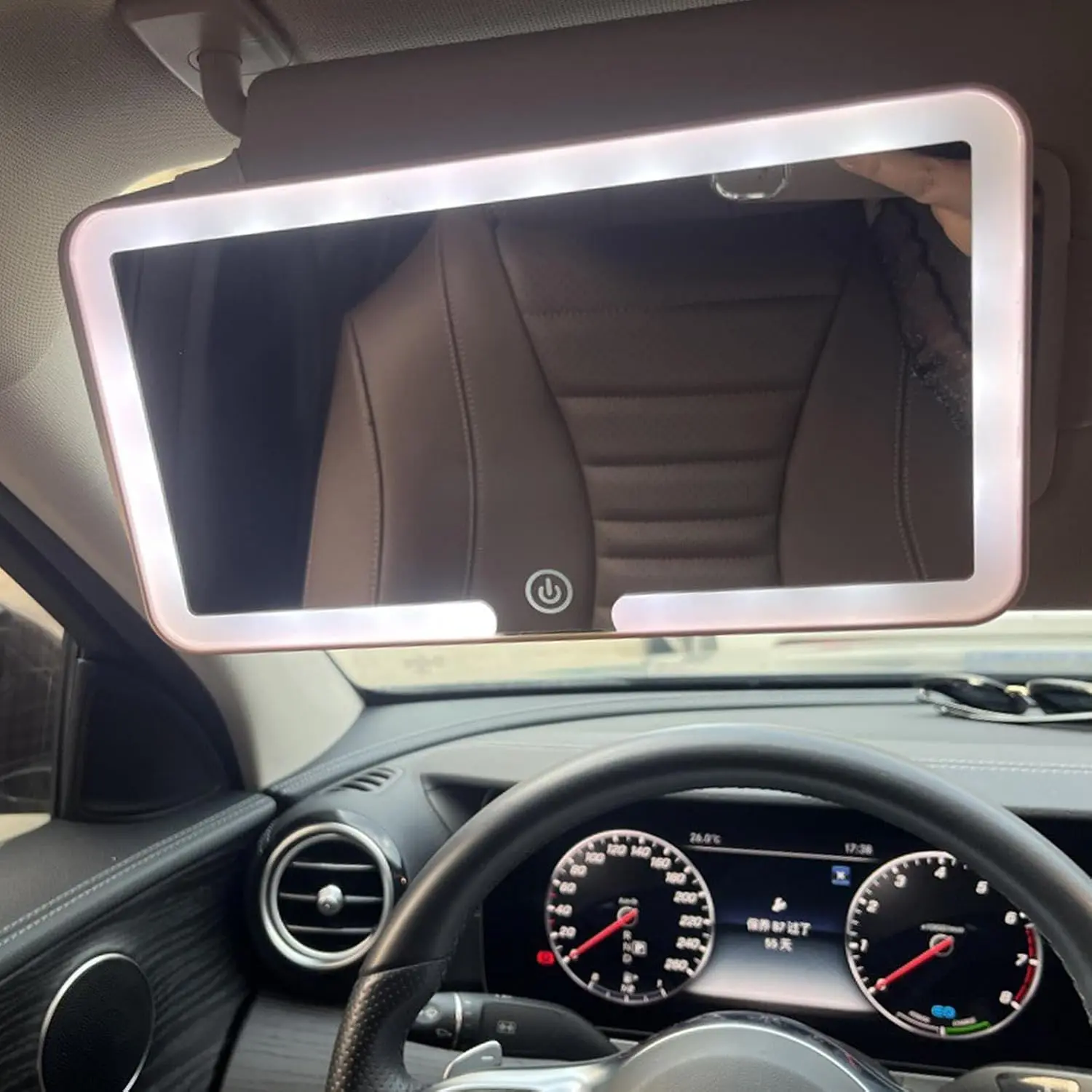 Car Auto Sun Visor Cosmetic Mirror - Antiglare Design, Touch-Control LED Lights, Compact Fit, Festive Party Gift for Home & Party Supplies (Essential for Safe Driving & On-the-Go Makeup)