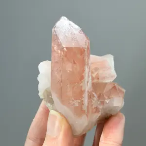 3in 169g Tantric Twin Channeler Strawberry Pink Scarlet Temple Lemurian Quartz Crystal Cluster Dreamsicle, Serra do Cabral, Brazil