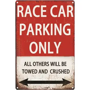 Race Car Room Decor For Boys Vintage Car Metal Tin Signs Bedroom And Garage Cars Sign Wall Decor Race Car Parking Only 8x12 Inch