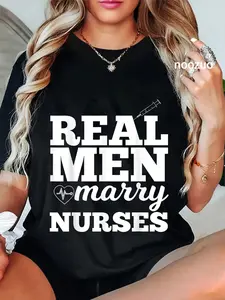 100% Cotton Men's Real Men Marry Nurses for Nurse Husband T-Shirt