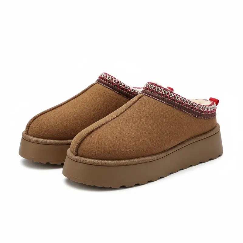 Women's Fuzzy Slippers Genuine Suede Leather Mini Boots Mens Fur Lining Winter Mules Cozy Warm Shoes for Indoor Outdoor thick flat slipper trending shoes womens sneakers cute shoes