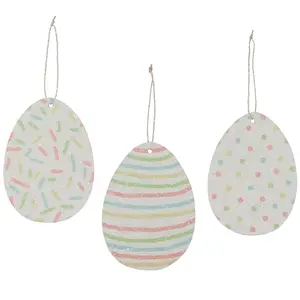 Set/3 Confetti Eggs Easter Spring Retro Vintage Style Ornament Decor