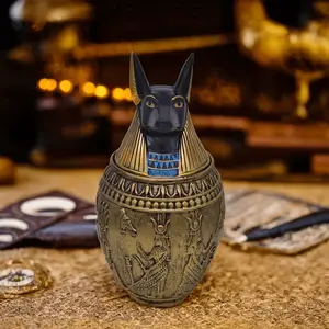 An Urn for Pet Ashes, Safeguarded The Ancient Deities, Serves As a Memorial for Anubis, The God of Dogs, And Can Also Hold Ornaments for Cats