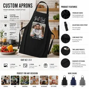 Custom Apron Personalized Photo Text Kitchen Apron - Adjustable Polyester Apron for Valentine's Day Cooking Gift