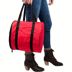 Christmas Light Storage Zipper Handbag - with 3 Metal Coils, Used to Store Holiday Christmas Lights, 600D Oxford Cloth, Suitable for House Holiday Tree Lights and Decoration Storage Black