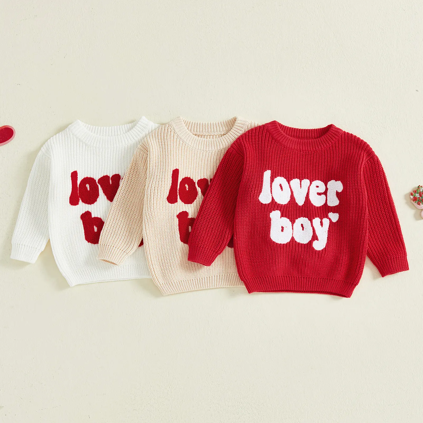 Canrulo Toddler Baby Boy Sweaters Love Boy Embroidery Knit Oversize Sweater Sweatshirt Outerwear Valentines Clothes