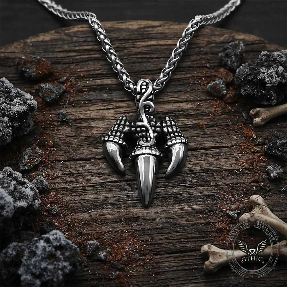 GTHIC Vintage Punk Neck Pendant Crafted from Stainless Steel with Sharp Eagle Claw Trident Design Rugged Alternative Neck Ornament Biker Meetups & Holiday Gift Matching