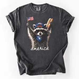 Comfort Colors Feral & Free Raccoon Shirt, Funny Patriotic 4th of July Tee, USA Independence Day Shirt, Retro American Freedom Gift for Men and Women.