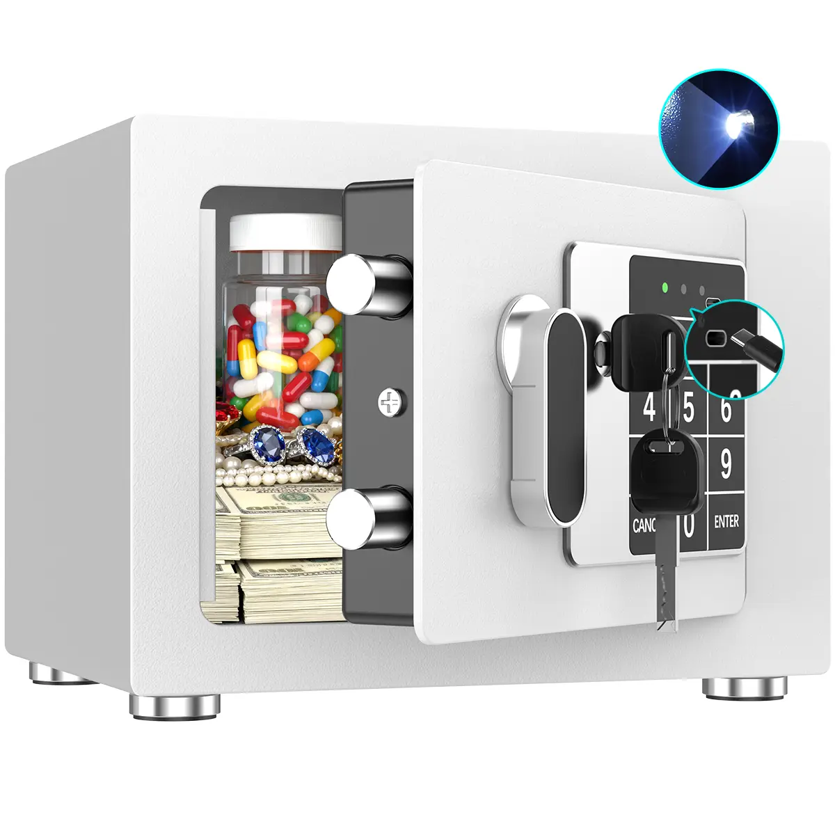 6.7”D x 9”W x 6.7”H-White