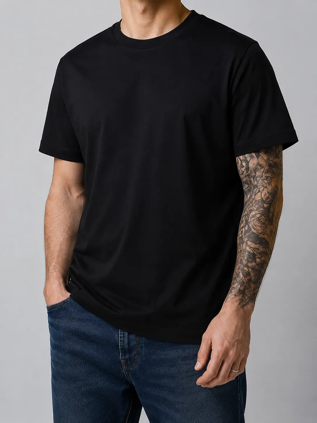 Men's Essential Cotton T Shirt, Solid Black & White Crew Neck Tee, 180GSM Heavyweight Short Sleeve Casual Shirt, Soft Breathable Everyday Outfit t-shirt trendy gift feminist