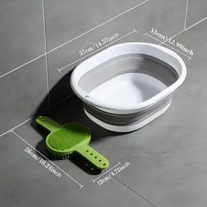 Foldable Portable Pet Bath Tub Set, Non-Slip Beauty Brush Included, Easy Storage, Gentle Cleaning, Light, Cat & Dog Use