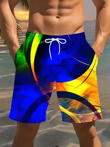 Men's Beach Shorts, 3D Print Pattern, Quick-Dry Breathable Swim Trunks, Fashion Casual Summer Wear, Loose Fit Drawstring Shorts