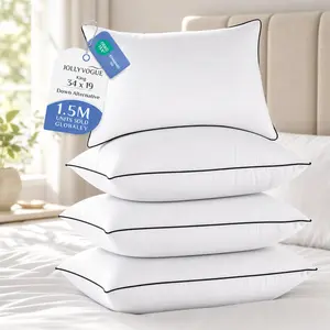 JOLLYVOGUE Queen Size Pillows Set of 4, Collection Bed Pillows for Sleeping, Hotel Quality Pillows for Side, Back and Stomach Sleepers, Soft and Supportive Oeko-Tex Certified Down Alternative Filling