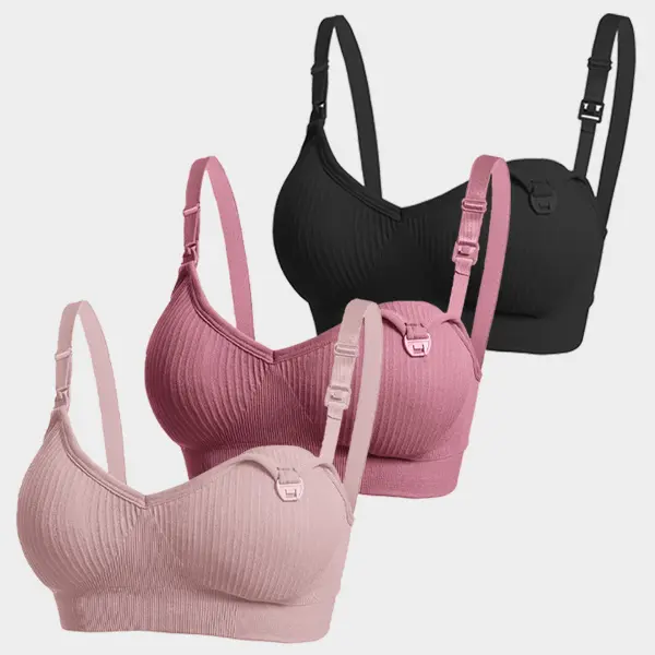 3PCS Wireless Maternity Nursing Bra with Easy Access Clips, Soft and Seamless Design for Daily or Night Use supportive Breathable Underwear Postpartum Outfits, Maternity Solid Bra, Pregnancy Maternity Bra