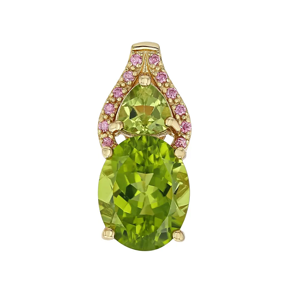JTV Green Peridot 18K Yellow Gold Over Sterling Silver Pendant 2.95ctw