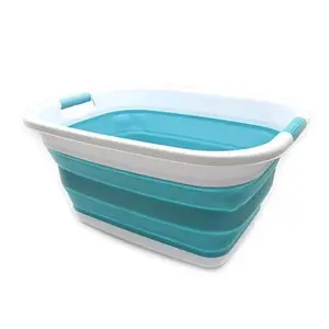 SAMMART 31L (8.1 Gallons) Set of 2 Collapsible Plastic Laundry Basket - Foldable Pop Up Storage Container / Organizer - Portable Washing Tub - Space Saving Hamper / Basket