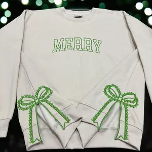 Embroidered Side Bow Appliqué Sweatshirt Design for Machine Embroidery Classic Bow, Embroidered Bow Sweatshirt, Side Slide Bow Sweatshirt