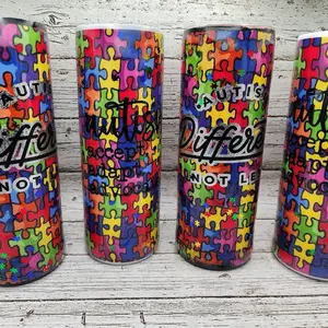 Autism fabric tumbler. Can be customized.