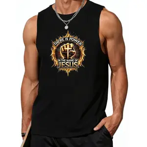 Mens Vests Showcasing Inspirational Faith Message Breathable Comfortable Polyester Urban Streetwear Casual Round Neck Everyday Vests Durable Bold Graphic Tee