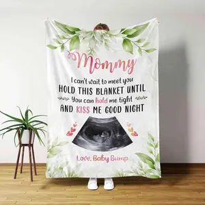 Personalized Sonogram Blanket Ultrasound Photo, Custom Blanket for Mommy to Be Gift, Future Mom Expectant Gift for Mothers Day Thanksgiving Christmas Birthday from The Bump