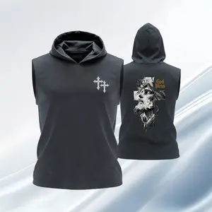 Men's fashionable hoodie, casual summer clothing, sportswear, moderately thick fabric, slim fit, suitable for outdoor activities, sports top, printed training vest.