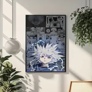 Killua Manga Style Poster, Hunter x Hunter Anime Wall Art, Minimalist Anime Print for Fans, Home Decor Art