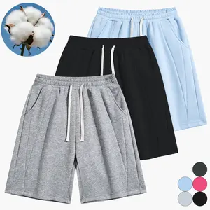 3-pack men’s summer cotton shorts, solid color versatile mid-length shorts, casual couple shorts, drawstring tie design, soft and comfortable, stylish and minimalist, suitable for vacations and everyday wear