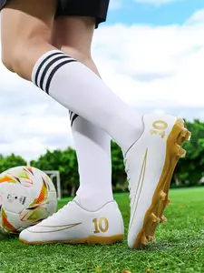 Unisex Youth Football Shoes, Anti-Slip Long Studs, Breathable Lightweight Comfort, Outdoor Grass Match, Professional Artificial Turf Soccer Shoes