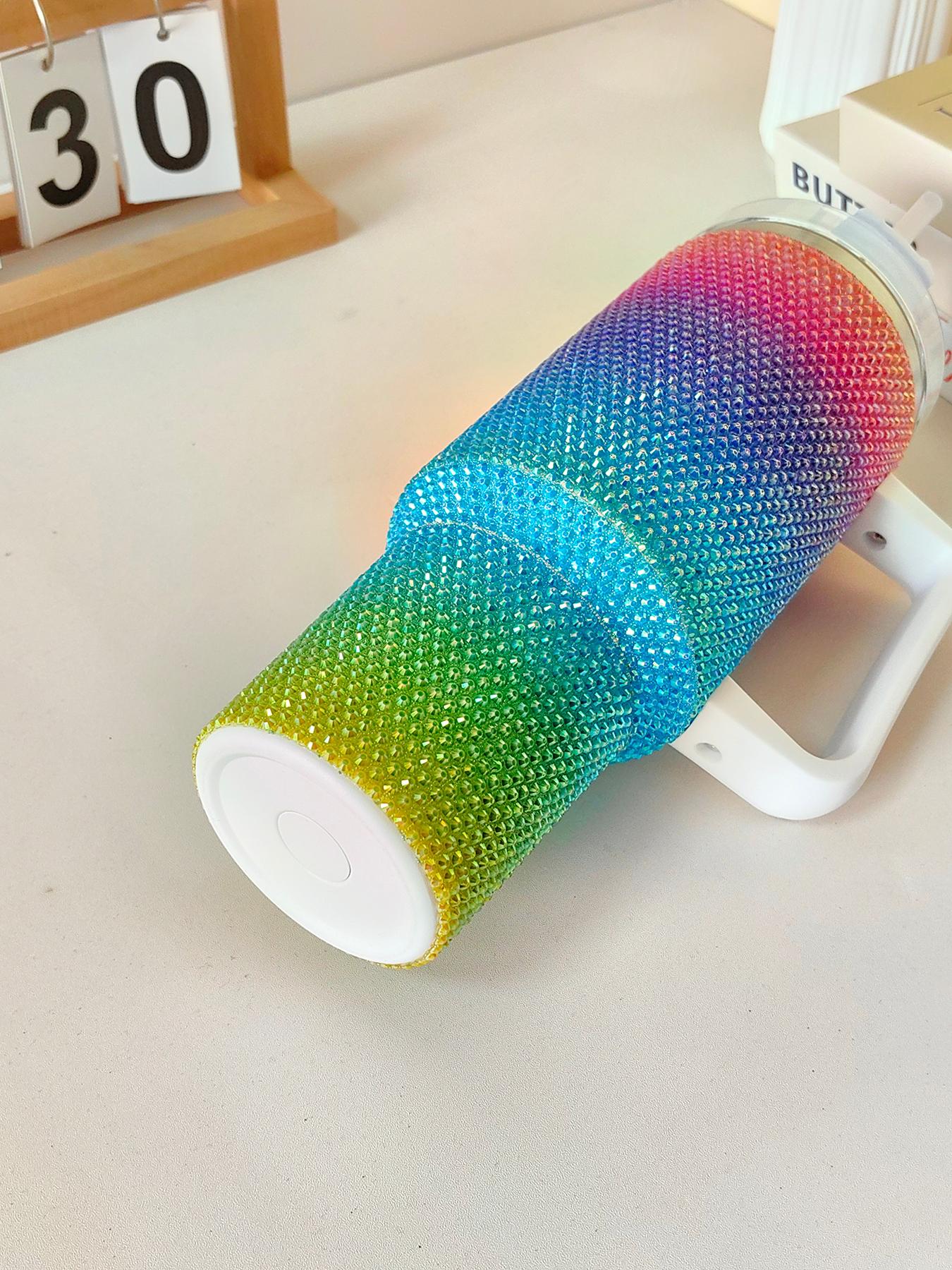 40oz Gradient Glitter Rhinestones Tumbler with Handle - Bling Stainless Steel Water Bottle for IceCoffee, CarAccessories & GymEssentials | Sparkly Diamond Studded Travel Mug for Women, Perfect Birthday Gifts