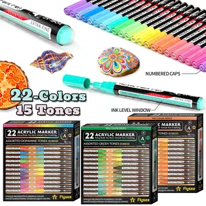 15 Color Series Acrylic Markers, 22 Colors Per Series, Fine Tip 0.7mm, Quick-Dry Ink, Ideal for Art, Craft, and DIY Projects