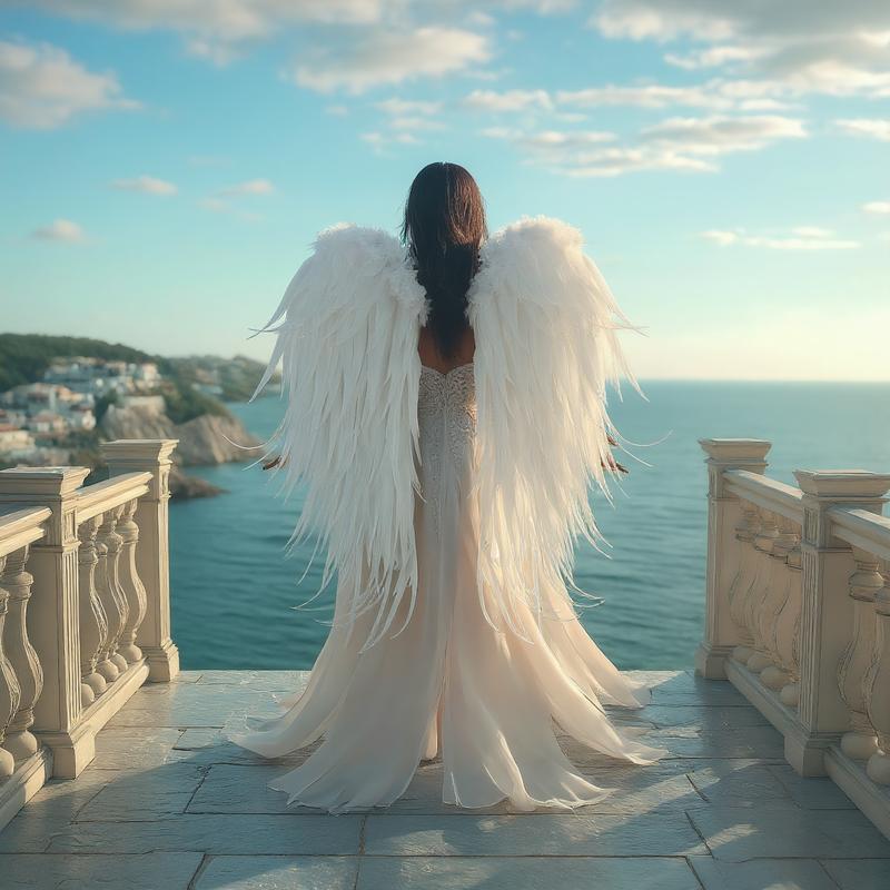 SEWLO Feather Angel Wings - Plump, Sturdy DIY Costume Wings for Halloween, Christmas, and Cosplay with Adjustable Straps